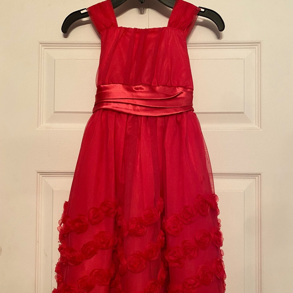 Little Girls Party Dress, dark pink, size 6.